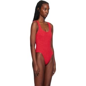 Hunza G Red One Piece Bathing Suit with High-Cut Leg
